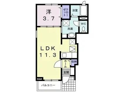ウィステリアD(1LDK/1階)の間取り写真