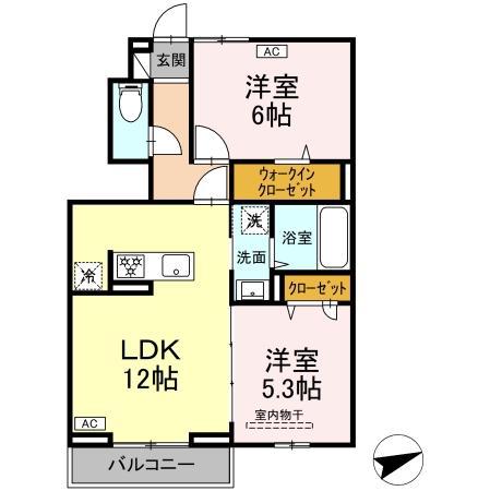 サニーコート木之庄(2LDK/2階)の間取り写真