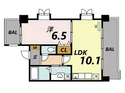 ラディウス武庫之荘(1LDK/2階)の間取り写真