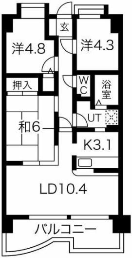 エンブレイス姫路市役所南(3LDK/6階)の間取り写真