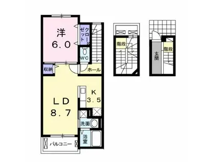 プラシード I(1LDK/3階)の間取り写真