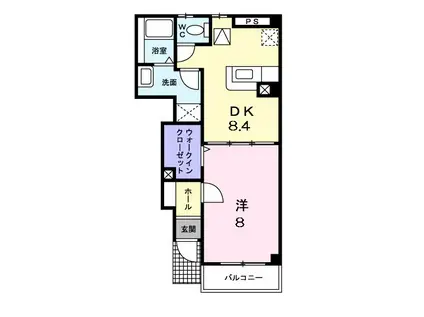 プリムローズ(1DK/1階)の間取り写真