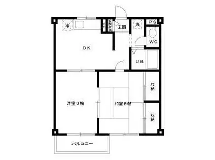 エステートピア青山(2DK/3階)の間取り写真