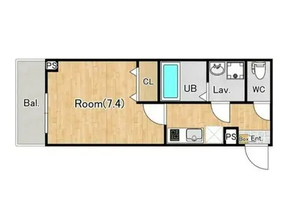 ジーメゾン大和イースト(1K/2階)の間取り写真