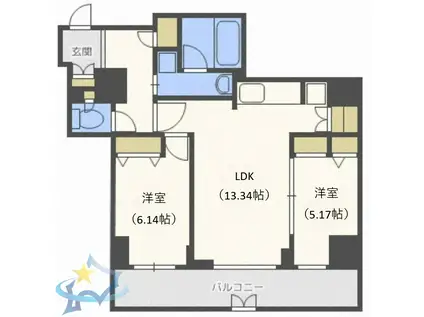 レジディア大通公園(2LDK/6階)の間取り写真