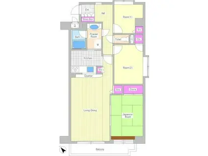 ライオンズマンション淵野辺(3LDK/3階)の間取り写真