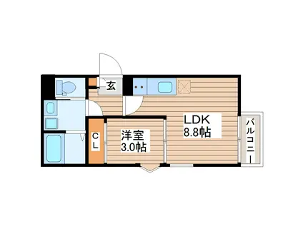 REGALESTフェリオ太子堂(1LDK/2階)の間取り写真
