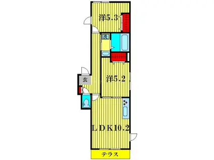 EVERGREEN SECOND(2LDK/1階)の間取り写真