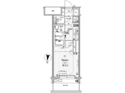 メイクス矢場町(1K/5階)の間取り写真