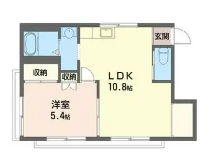 ビューバレー学園B(1LDK/1階)の間取り写真