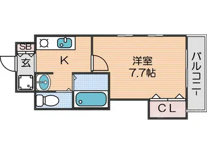 MPLAZA住吉公園壱番館(1K/2階)の間取り写真