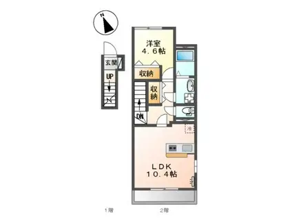 ルミエール(1LDK/2階)の間取り写真