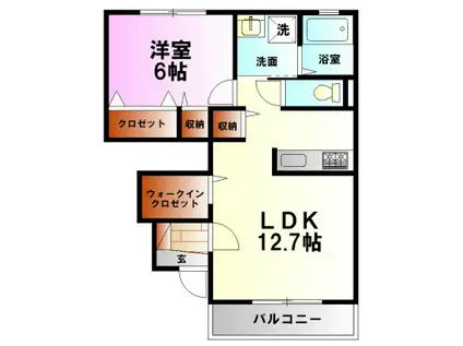 ファンテーヌC(1LDK/1階)の間取り写真