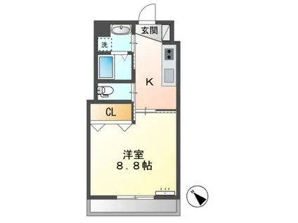 フェリーチェ(1K/2階)の間取り写真