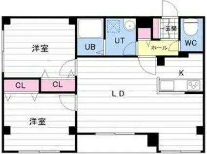 アルファスクエア南郷9・壱番館(2LDK/2階)の間取り写真