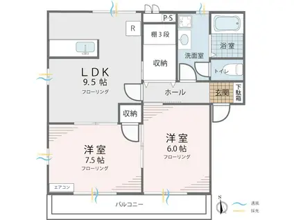 サングリーン弐番館(2LDK/2階)の間取り写真