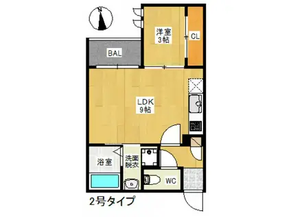 REGALEST SUNS 宇品(1LDK/1階)の間取り写真