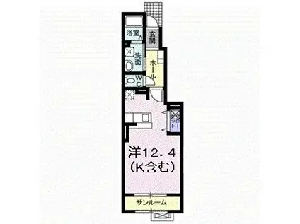 メルヴェール(ワンルーム/1階)の間取り写真