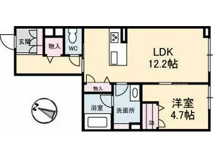 ピアヌーラ東雲(1LDK/1階)の間取り写真