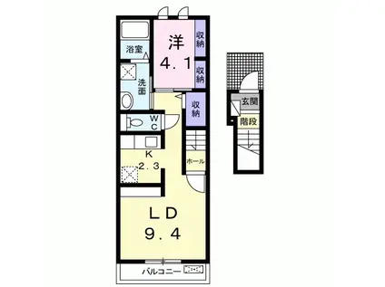 CASA SOLEIL(1LDK/2階)の間取り写真