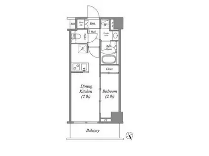 ARKMARK水天宮前II(1DK/2階)の間取り写真