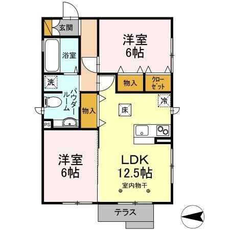 メゾン小倉(2LDK/1階)の間取り写真