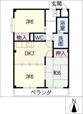 パークガーデン神ノ倉(3DK/1階)の間取り写真