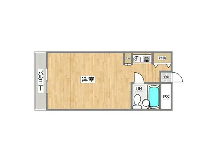 近鉄奈良線 新大宮駅 徒歩14分 4階建 築37年(ワンルーム/4階)の間取り写真