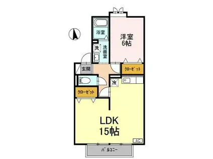 イーハトーヴII(1LDK/1階)の間取り写真