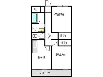 十王マンション(2DK/4階)の間取り写真