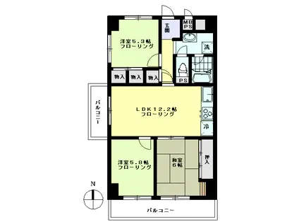 飯田橋第二パークファミリア(3LDK/15階)の間取り写真