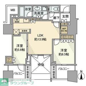 プラウドタワー名駅(2LDK/12階)の間取り写真
