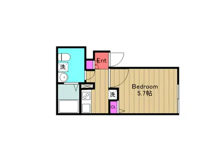 INEDIT(1K/2階)の間取り写真