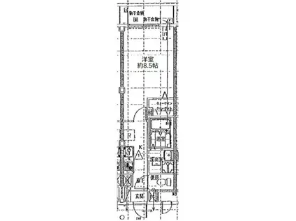 ジェノヴィア原木中山(1K/3階)の間取り写真