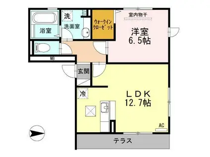 D-ROOMプエルト(1LDK/1階)の間取り写真