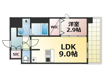 シャテーニュ上本町(1LDK/8階)の間取り写真