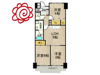 シャトーレイクルイーズ(3LDK/9階)の間取り写真