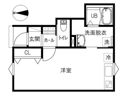 野々彩ヴィレッジ(ワンルーム/1階)の間取り写真