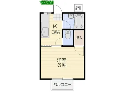 レジデンス三創(1K/2階)の間取り写真