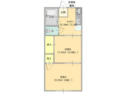 リバティ広内(2K/1階)の間取り写真
