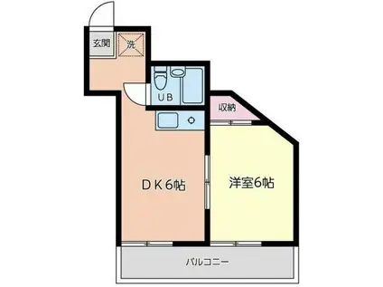 桜ヶ丘ハイライズ(1DK/2階)の間取り写真