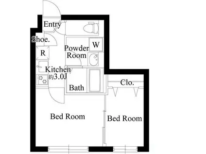 RJカーサ桜新町(2K/1階)の間取り写真