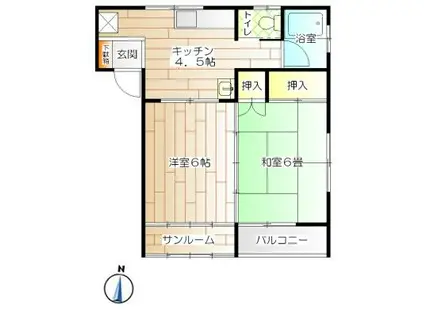 ハイムサクセス(2K/1階)の間取り写真