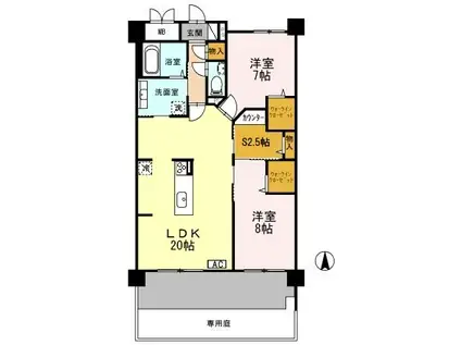 イーグル山手(2LDK/1階)の間取り写真