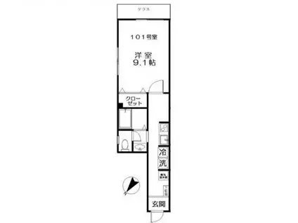 クレベール(1K/1階)の間取り写真