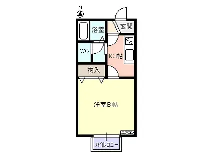 ブラン ファサードC棟(1K/1階)の間取り写真