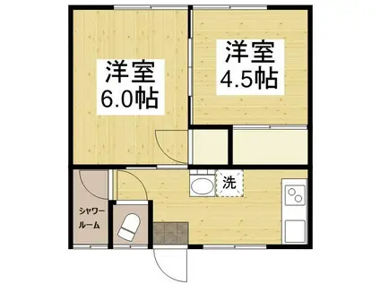 シエル大谷(2DK/1階)の間取り写真