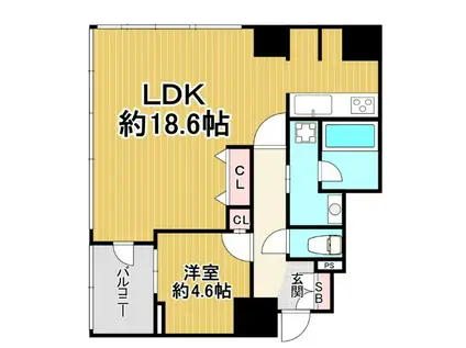 オープンレジデンシア南青山骨董通(1LDK/12階)の間取り写真