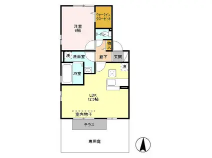 ザチャールトン 向町(1LDK/1階)の間取り写真