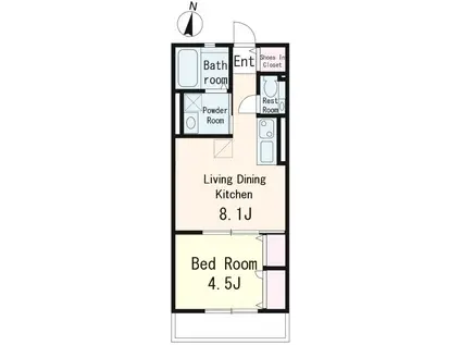 MAISON KIKI ウエスト(1LDK/2階)の間取り写真